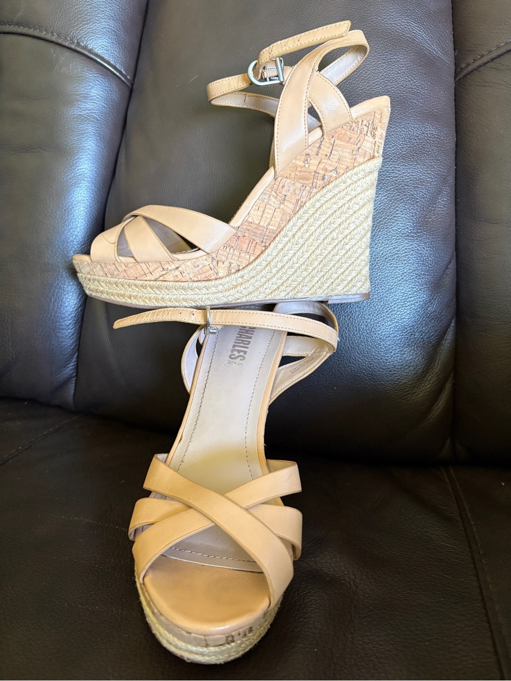 Charlies Tan Espadrille Wedge Sandals with Crisscross Straps
Perfect for Summer